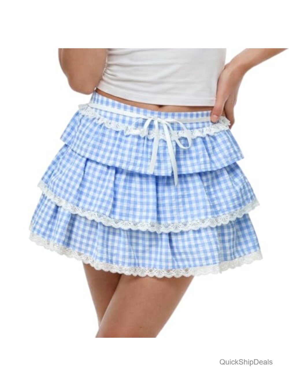 Plaid Ruffle Mini Skirt High Waist A-Line Gingham Skort